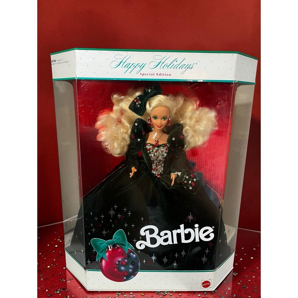 Mattel Happy Holidays Barbie Special Edition Doll, 12 in, Blonde Blue Eyes 1991